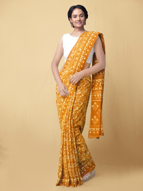 

Unnati Silks Yellow Dabu Pure Cotton Dabu Saree