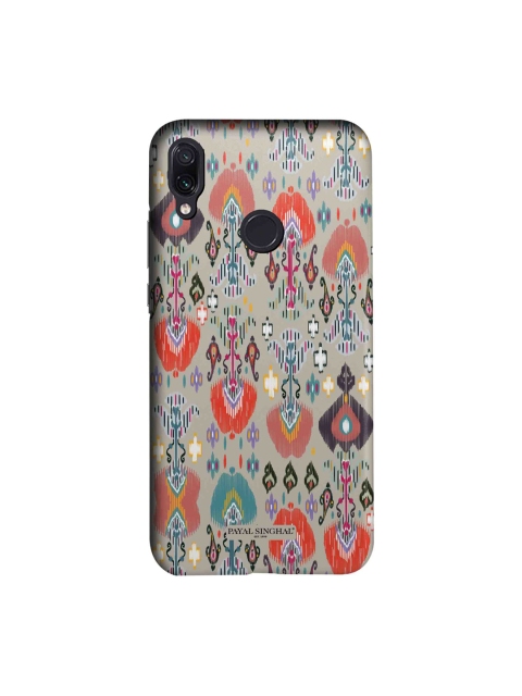 

macmerise Taupe-Toned & Orange Printed Ikat Garden Stone Xiaomi Redmi Note 7 Back Case