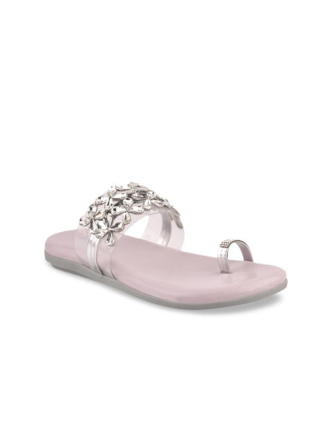 

Stelatoes Woman Purple Embellished Leather Ethnic One Toe Flats