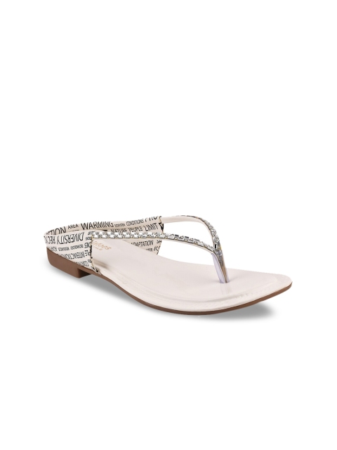 

Stelatoes Women White Embellished T-Strap Flats