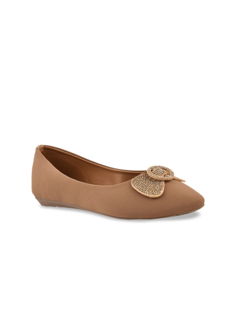 

Stelatoes Women Beige Embellished Ballerinas with Bows