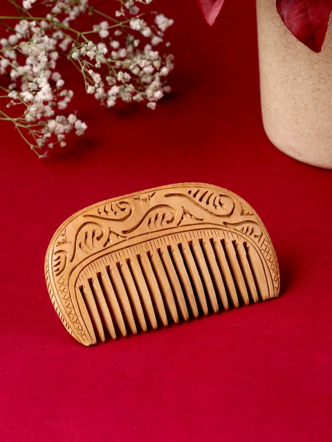 

RDK Unisex 100% Natural Carving Eco-Friendly Massage Sandalwood Comb, Beige