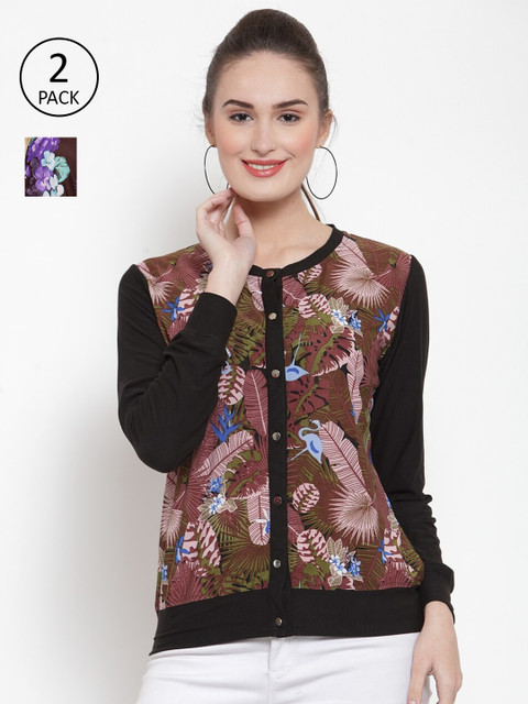 

armure Multicoloured Velvet Regular Top, Multi