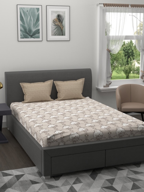 

Trident Brown & White 144 TC King Bedsheet with 2 Pillow Covers