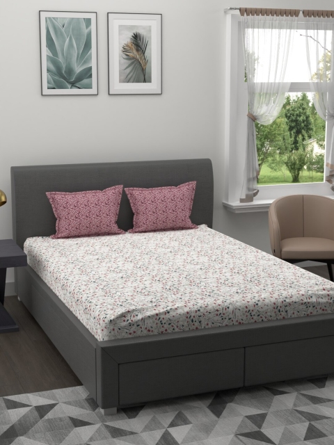 

Trident Pink & White 144 TC King Bedsheet with 2 Pillow Covers
