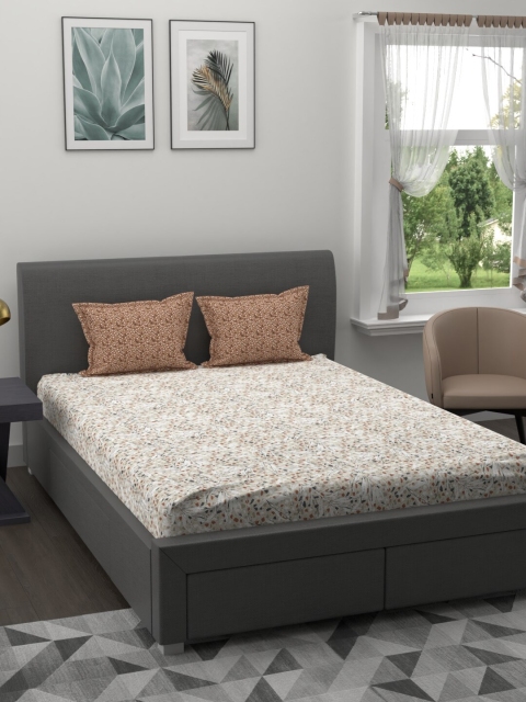 

Trident Rust & White 144 TC King Bedsheet with 2 Pillow Covers