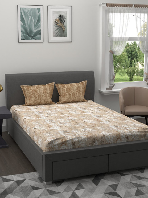 

Trident Brown & White 144 TC King Bedsheet with 2 Pillow Covers
