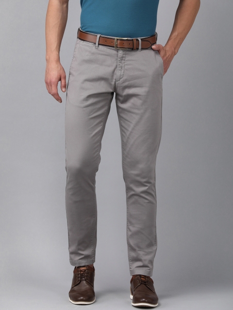 

U.S. Polo Assn. Men Grey Self-Design Austin Trim Fit Regular Trousers