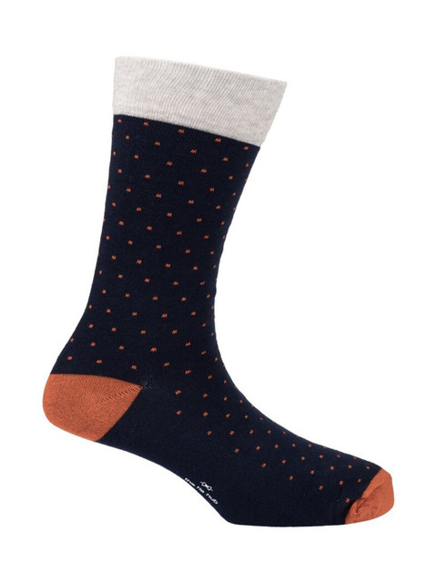 

The Tie Hub Men Navy Blue & Grey Polka Dot Crew Length Socks