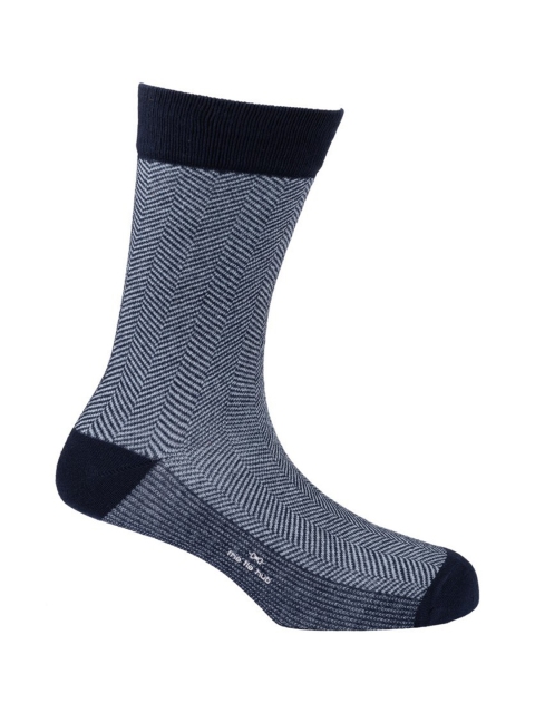 

The Tie Hub Men Herringbone Navy Blue Above Ankle-Length Socks