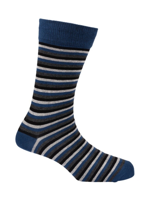 

The Tie Hub Men Navy Blue Stripes Crew Length Socks