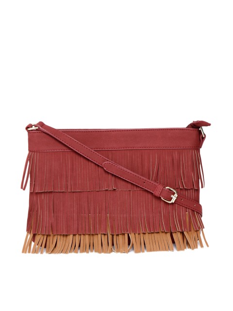 

DressBerry Red Tasselled Sling Bag, Maroon