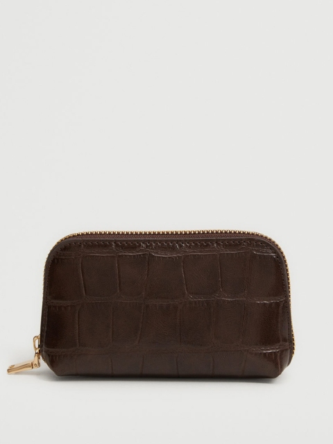 

MANGO Coffee Brown Croc Textured Coin Purse