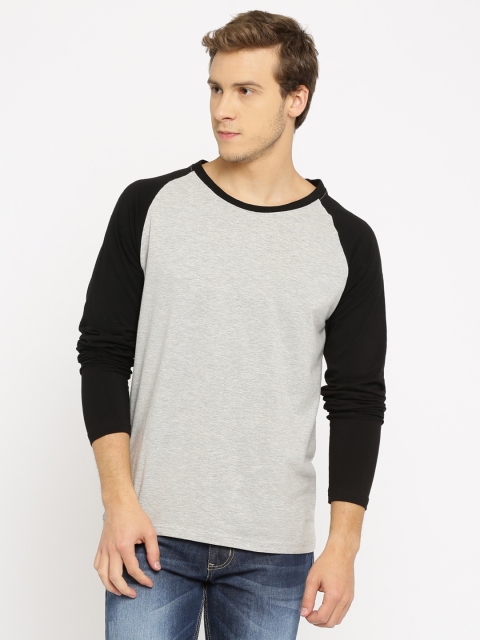 

American Crew Men Grey Melange Solid Round Neck T-Shirt