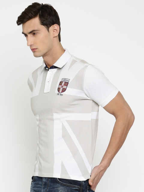 

Pepe Jeans Men Off-White & Beige Printed Polo Collar T-shirt