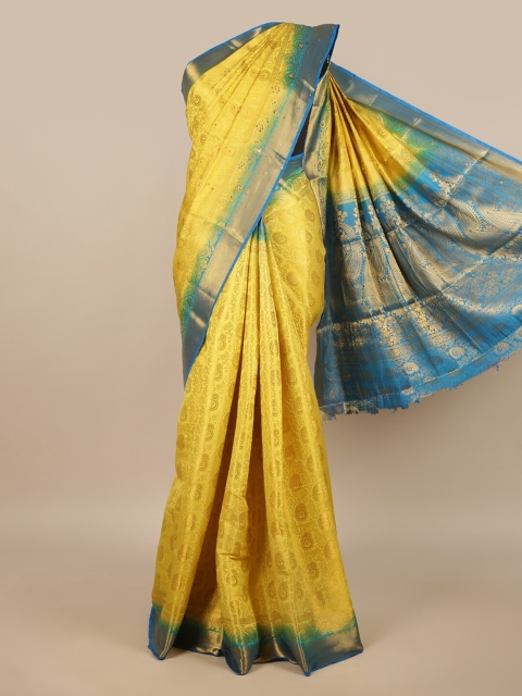 

Pothys Yellow & Blue Woven Design Jute Silk Saree