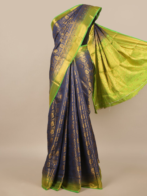 

Pothys Blue & Green Floral Jute Silk Saree