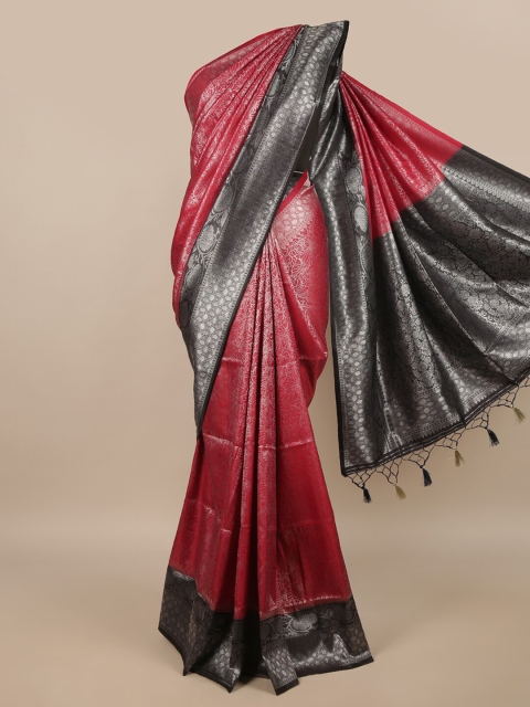 

Pothys Maroon & Grey Floral Jute Silk Saree