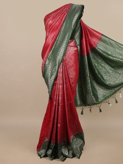 

Pothys Red & Green Floral Jute Silk Saree