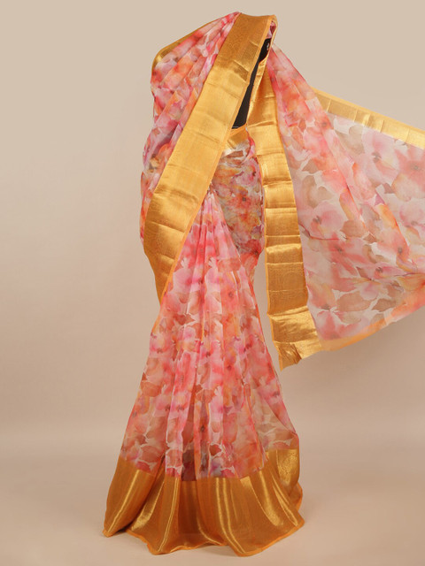 

Pothys Multicoloured Floral Printed Zari Saree, Multi