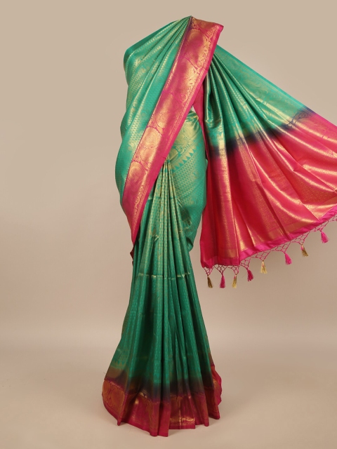 

Pothys Green & Pink Woven Design Zari Jute Silk Saree