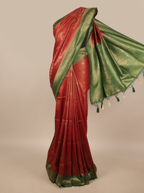 

Pothys Maroon & Green Floral Jute Silk Saree