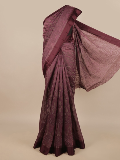 

Pothys Purple & Brown Ethnic Motifs Jute Silk Saree