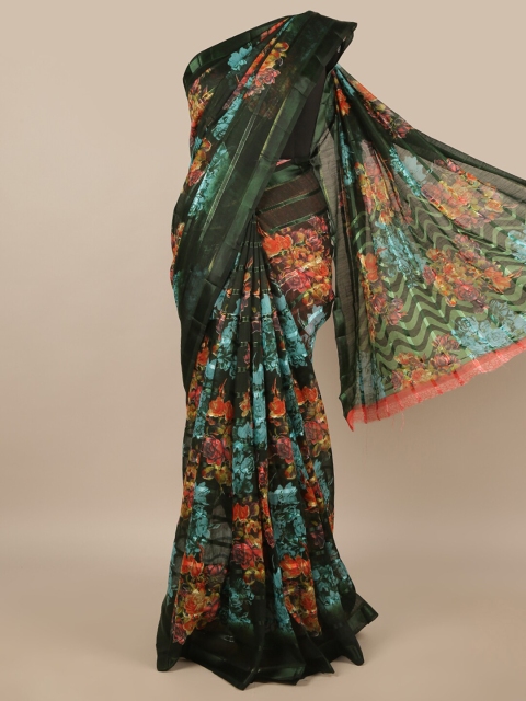 

Pothys Green & Red Floral Printed Saree