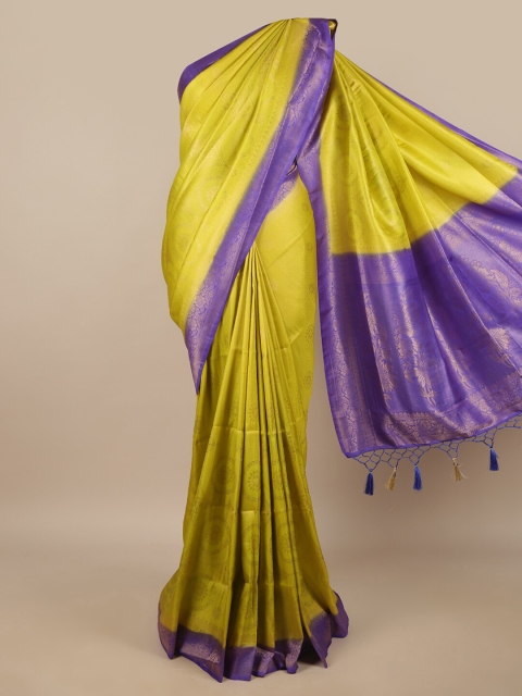 

Pothys Green & Blue Ethnic Motifs Zari Jute Silk Saree