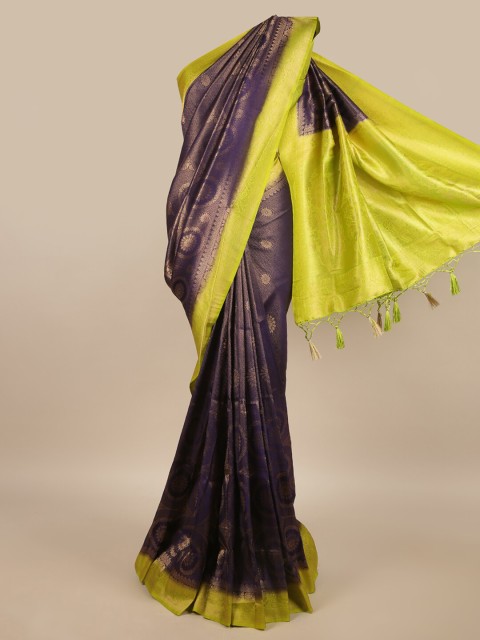 

Pothys Blue & Yellow Woven Design Zari Jute Silk Saree