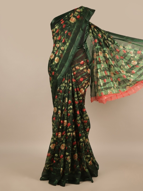 

Pothys Green & Coral Floral Saree