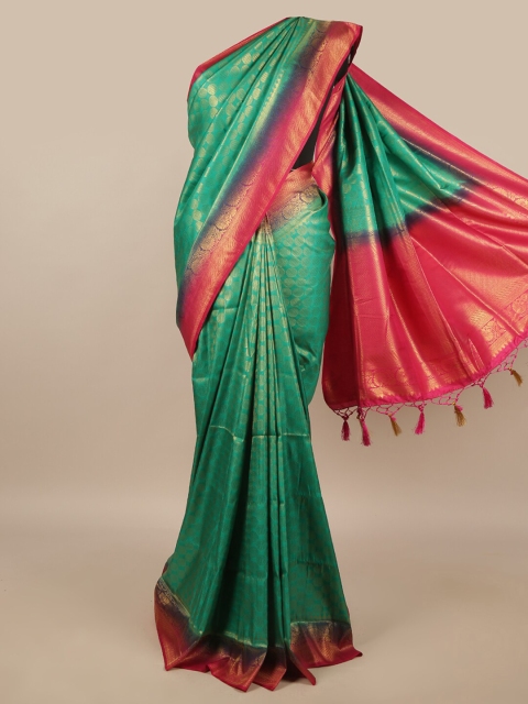 

Pothys Green & Pink Woven Design Zari Jute Silk Saree