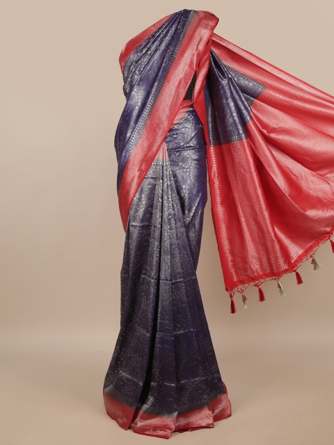 

Pothys Blue & Red Woven Design Zari Jute Silk Saree