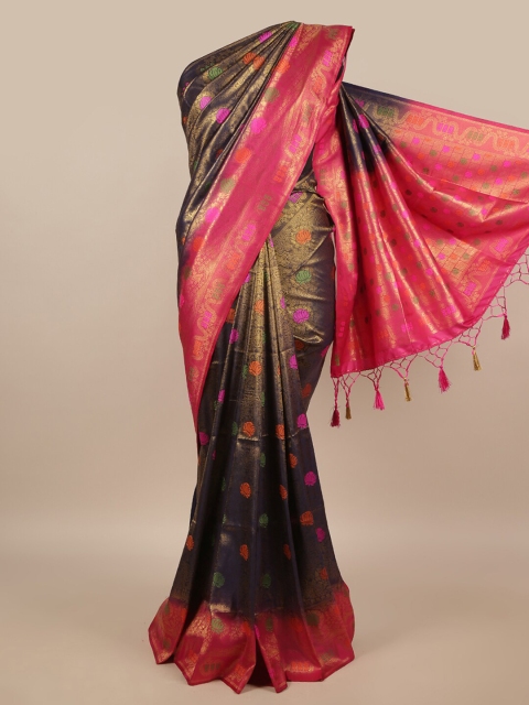 

Pothys Blue & Pink Floral Jute Silk Saree