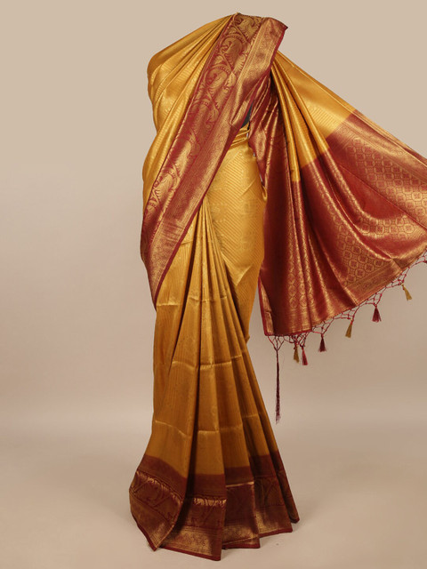 

Pothys Gold-Toned Ethnic Motifs Zari Jute Silk Saree
