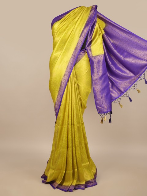 

Pothys Green & Blue Floral Jute Silk Saree