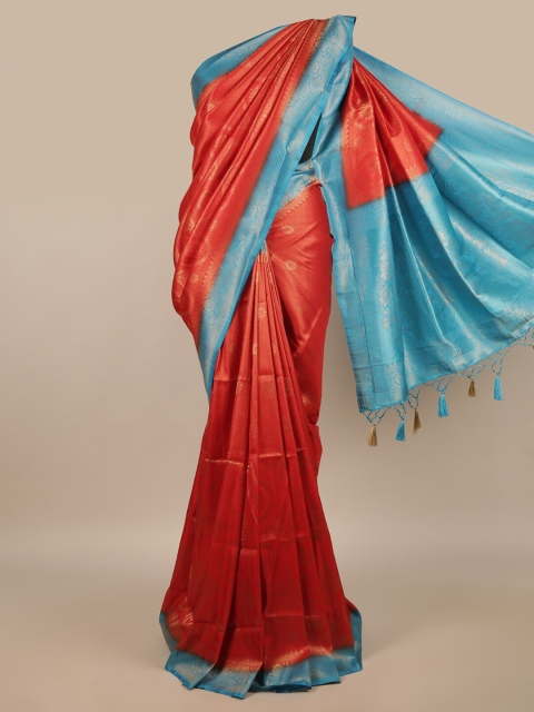 

Pothys Red Woven Design Zari Jute Silk Saree