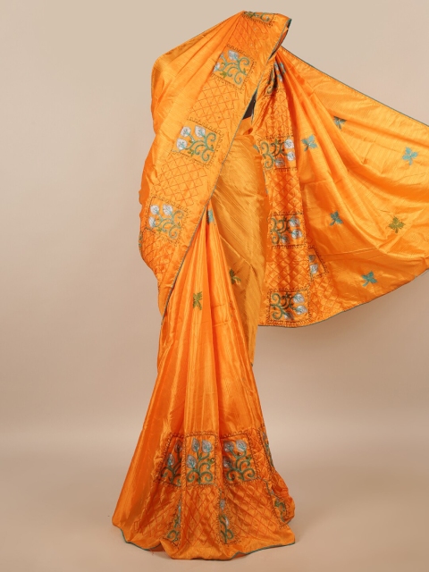 

Pothys Orange & Blue Floral Saree
