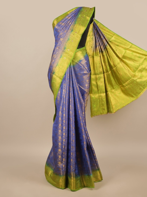 

Pothys Blue & Green Woven Design Zari Jute Silk Saree