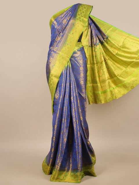 

Pothys Blue & Green Ethnic Motifs Zari Jute Silk Saree