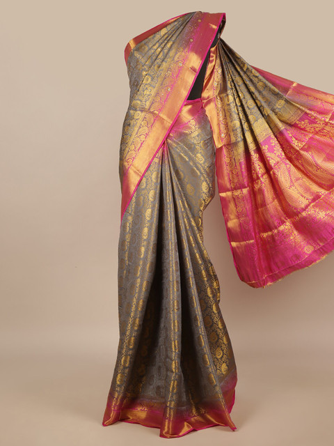 

Pothys Grey & Pink Woven Design Zari Jute Silk Saree