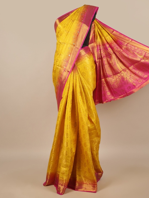 

Pothys Yellow & Pink Ethnic Motifs Jute Silk Saree