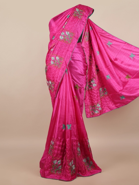 

Pothys Pink & Green Floral Saree