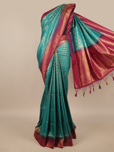 

Pothys Green & Magenta Floral Jute Silk Saree