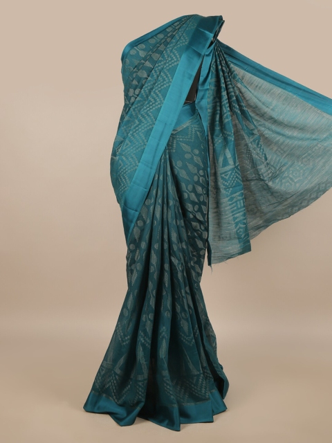 

Pothys Teal Woven Design Jute Silk Saree