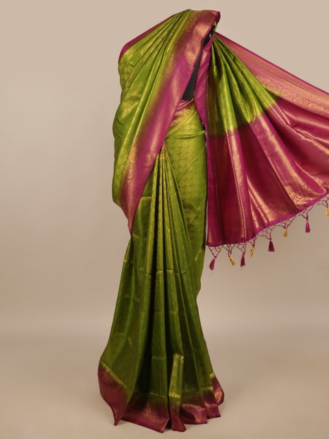 

Pothys Green & Purple Woven Design Zari Jute Silk Saree