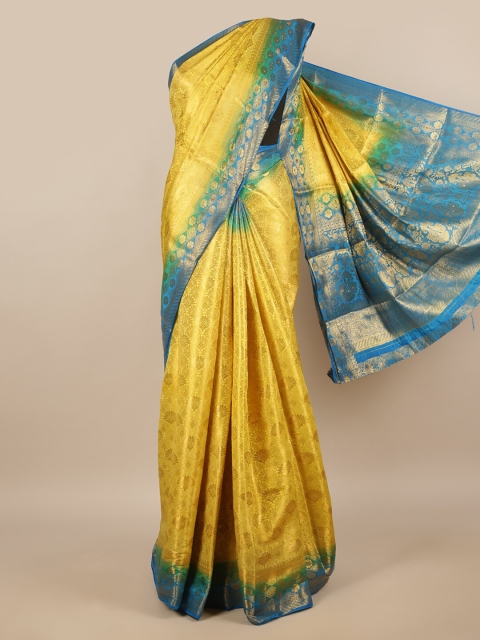 

Pothys Yellow & Blue Woven Design Jute Silk Saree