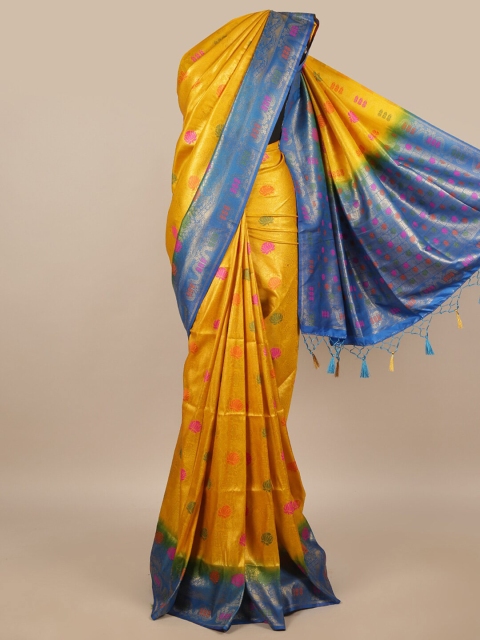 

Pothys Yellow & Blue Woven Design Jute Silk Saree