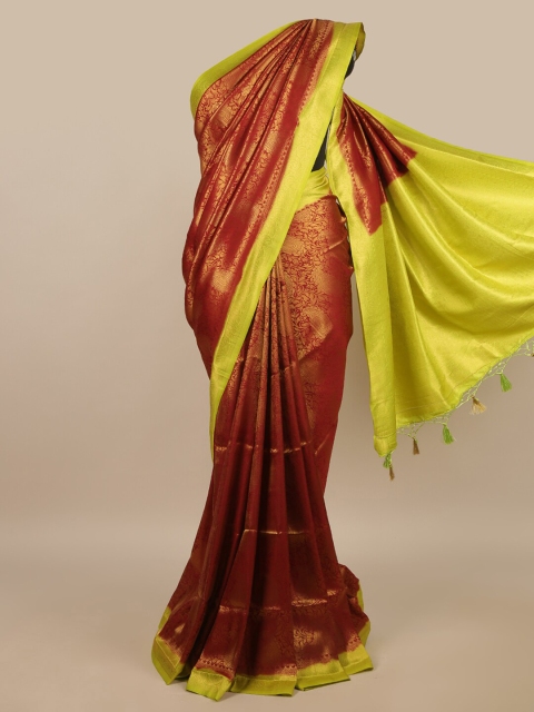 

Pothys Maroon & Green Floral Jute Silk Saree