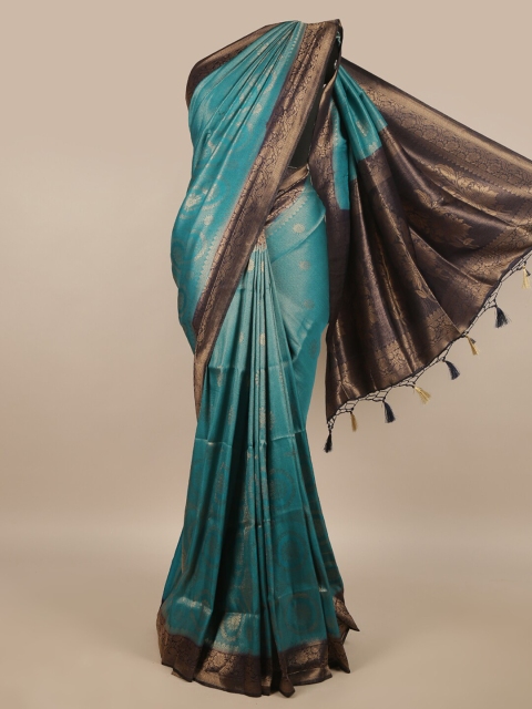 

Pothys Green & Gold-Toned Woven Design Zari Jute Silk Saree